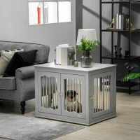 PawHut Dog Crate Furniture, Dog Kennel with Three Doors, Locks and Latches, Indoor Use, for Medium Dogs, Grey(m-1)