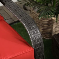 Outsunny Patio Wicker Adirondack Chair, Outdoor Rattan Muskoka Chair with Cushions for Patio, Garden, Backyard, Red(m-10)