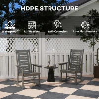 Outsunny 2 Pieces Outdoor Rocking Chairs, HDPE Patio Rockers with 28" High Back, Wide Armrests for Porch Backyard, Dark Gray(m-5)