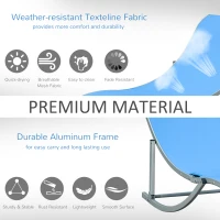 Outsunny Pool Chaise Lounge Chairs Set of 2, S-shaped Foldable Outdoor Chaise Lounge Chair Reclining for Patio Beach Garden With 264lbs Weight Capacity, Blue(m-6)