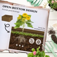 Outsunny Galvanized Planter Box, 24" x 24" x 55" Raised Garden Bed with Tomato Cage for Climbing Vines, Brown(m-5)