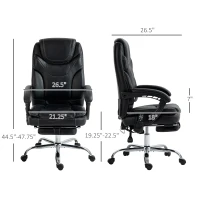 Vinsetto 6 Point Vibration Massage Office Chair, PU Leather Heated Reclining Computer Chair with Footrest, Black(m-3)