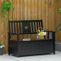 Outsunny Outdoor Storage Bench, 43 Gallon Deck Box with Armrests, Outdoor Storage Box for Patio Furniture Cushions and Garden Tools, Black(m-2)