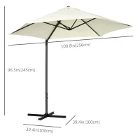 Outsunny 8.5FT Offset Patio Umbrella with 360° Rotation, Outdoor Cantilever Roma Parasol Hanging Sun Shade Canopy Shelter with Cross Base, Beige(m-3)