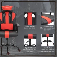 Vinsetto Office Chair High Back Racing Style Gaming Chair Adjustable PU Leather Swivel Computer Task Seat with Lumbar Support and Pillow Red(m-7)