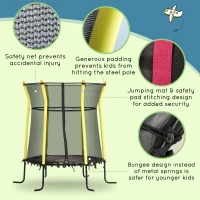 Qaba 5.2' Kids Small Trampoline with Enclosure, Springfree Toddler Trampoline with Net, for Single Jumper, Indoor Play Equipment for Ages 3-10(m-4)