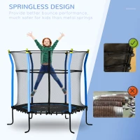 Soozier 63" Kids Trampoline Mini Indoor Bouncer Jumper with Enclosure Net Elastic Thick Padded Pole Gift for Child Toddler Age 3-10 Years Old Blue(m-4)