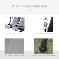 Outsunny Luxury Patio Swing Metal Outdoor Porch Swing Chair 2 Separated Seater Hammock Heavy-Duty with Canopy and Cushions, Grey(m-5)
