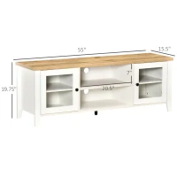HOMCOM Modern TV Stand, Entertainment Center with Shelves and Cabinets for Flatscreen TVs up to 60" for Bedroom, Living Room, White(m-3)
