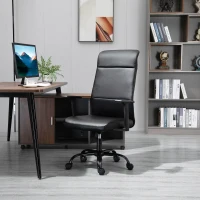 Vinsetto Office Chair High Back Height Adjustable Rolling Swivel Chair with Rocking Function Faux Leather Computer Desk , Black(m-1)