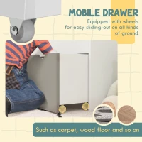 Qaba Kids Bookshelf with 3 Tier Display Shelves, Drawer for Nursery, Grey(m-6)