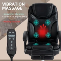 Vinsetto 6 Point Vibration Massage Office Chair, PU Leather Heated Reclining Computer Chair with Footrest, Black(m-4)