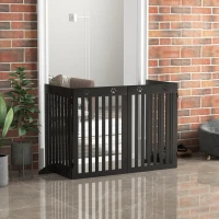 PawHut 80" Extra Wide Freestanding Pet Gate with Support Feet, Black(m-7)