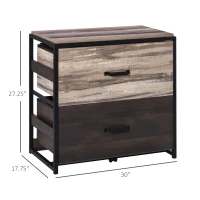 Vinsetto Lateral Office File Cabinet with 2 Large Drawers and Adjustable Metal Hanging Bars for A4, Letter and Legal Sized Files, Storage Organizer, Brown/Black(m-3)