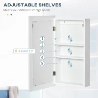 kleankin Wall-Mounted Medicine Cabinet with Mirror, Bathroom Mirror Cabinet with Single Door and Adjustable Shelves, White(m-6)