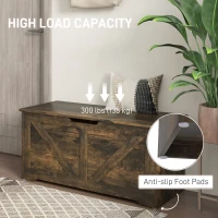 HOMCOM 39.4 Inches Storage Chest, Storage Trunk with 2 Safety Hinges, Wooden Box for Living Room, Brown Wood Grain(m-6)