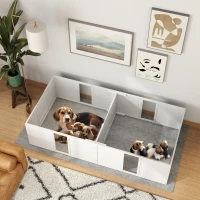 PawHut Whelping Box for Dogs and Puppies, Dog Birth Supplies Indoor w/ Adjustable Height Doors, for Medium Sized Dogs(m-8)