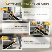 PawHut Dog Ramp for Bed, Pet Ramp for Dogs with Non-Slip Carpet and Top Platform, 74" x 16" x 25", Natural(m-7)