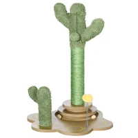 PawHut 23.5" Cactus Cat Scratching Post with Turntable Interactive Ball Toy, Cute Cat Scratching Post with Extreme Stability, Cactus Cat Tree for Indoor Cats(m-1)