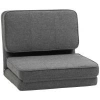 HOMCOM Convertible Flip Chair, Folding Upholstered Floor Sofa, Adjustable Guest Chaise Lounge, Dorm Bed with Metal Frame for Living Room and Bedroom, Dark Gray(m-1)