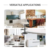 HOMCOM Adjustable Bar Stools, Swivel Bar Height Chairs Barstools Padded with Back for Kitchen, Counter, and Home Bar, Set of 2, Cream White(m-4)