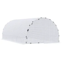 Outsunny 20' x 10' x 7' Large Walk-in Greenhouse, Steel Frame, PE Cover, 2 Doors, Outdoor Tunnel Hoop Hot House Kit for Tropical Plants, Flowers, Herbs and Vegetables, White(m-11)