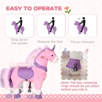 Qaba Ride On Real Walking Unicorn with Sparkly Horn, Soft Plush Ride On Rocking Horse Bearing 176lbs, Imaginative Interactive Toy for Kids, Unicorn Gifts(m-5)
