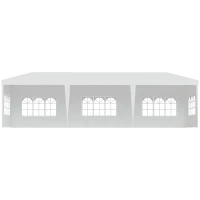 Outsunny 10 x 28ft Portable Party Tent, Gazebo Wedding Party Tent for Garden Dining and Outdoor with 5 Removable Sidewalls, White(m-11)