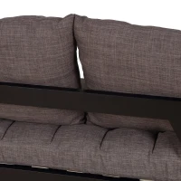 HOMCOM Convertible Sofa Bed Futon Loveseat Living Room with Pillow, Adjustable 3-Position Sofa Bed Soild Wood Frame, Dark Grey(m-6)