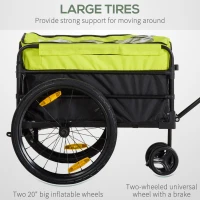 Aosom Bike Cargo Trailer & Wagon Cart, Multi-Use Garden Cart with Removable Box, 20'' Big Wheels, Reflectors, Hitch and Handle, Yellow(m-6)