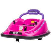 Aosom 12V Kids Bumper Car Twins Motor with Parent Remote Control, Safety Belt, Lights, 360° Rotation, Pink(m-1)