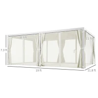 Outsunny 12' x 19' Aluminum Pergola with Adjustable Louvered, Outdoor Pergola with Curtains and Netting, Cream White(m-3)