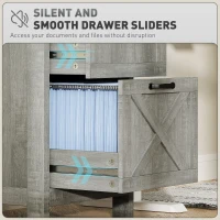 HOMCOM Vertical Filing Cabinet with 2 Drawers, Rustic Farmhouse Office Storage Cabinet for A4, Letter Size, Stone Grey(m-7)