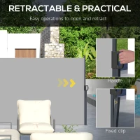 Outsunny 13' x 6' Retractable Side Awning, Outdoor Privacy Screen for Garden, Hot Tub, Balcony, Terrace, Pool, Light Grey(m-5)