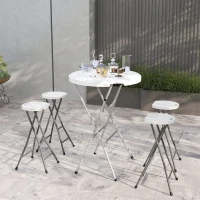 Outsunny Set of 4 Folding Outdoor Bar Stools, 29" Counter Height Stools with Handle, Indoor Outdoor Stool Chair with Footrest(m-10)