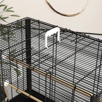 PawHut 22" Bird Cage for Budgie Finches Canaries Love Birds with Wooden Stands, Slide-Out Tray, Handles, Food Containers, Black(m-10)