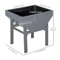 Outsunny Elevated Planter Box with Legs Wood Raised Garden Bed with Non-Woven Fabric, Elevated Planting Box, Outdoor Vegetable Flower Container, Grey(m-3)
