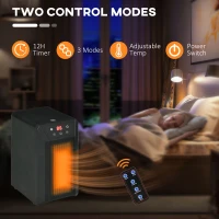 HOMCOM Electric Space Heater for Indoor Use, 1500W Fast Heating Portable Electric Heater with Infrared Quartz Heat Element, Thermostat, 3 Modes, Remote, 12h Timer(m-8)