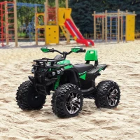 Aosom 12V 4 Wheeler Kids ATV with Music, Headlights for 37-60 Months Boys and Girls, Green(m-10)