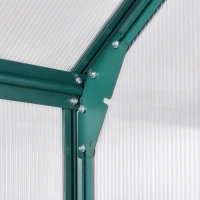 Outsunny 8' x 6' Greenhouse for Outdoors, Polycarbonate Greenhouse with Roof Vent and Rain Gutter, Aluminum Walk-in Green House for Outside for Patio Backyard Garden, Green(m-9)