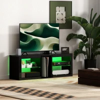HOMCOM TV Stand Center for 55" with LED Lights and Power Outlets TV Television Cabinet with Adjustable Shelves High Gloss Black(m-9)