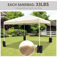 Outsunny 33lbs Canopy Weights Bags for Stability, Sandbag Anchor for Gazebo, Pop Up Tent Canopy, Canopies, Set of 4 - Black(m-4)