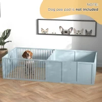 PawHut Whelping Box for Dogs Built for Mother's Comfort, Dog Whelping Pen with Removable Doors, Puppy Playpen for Indoors, Newborn Puppy Supplies & Essentials, 81" x 39" x 20", Gray(m-2)