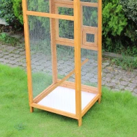 PawHut 65" Wooden Aviary Bird Cage Outdoor Large Bird Play House Ladder Feeder Stand With 2 Doors & Easy Pullout Tray(m-10)