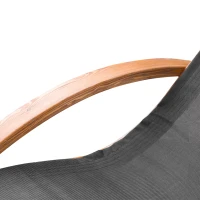 Outsunny Outdoor Chaise Wood Lounge Chair with Pillow, Armrests, Breathable Sling Mesh and Comfortable Curved Design for Patio, Deck, and Poolside(m-8)