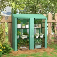Outsunny Portable Mini Greenhouse Green House with 3 Tier Shelves, Reinforced PE Cover, Roll-up Doors, 56.3" x 18.1" x 59.4"(m-1)