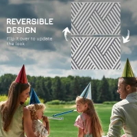 Outsunny Reversible Outdoor RV Rug, Patio Floor Mat, 6' x 9' Plastic Rug for Backyard, Deck, Beach, Camping, Grey and Cream(m-7)