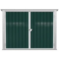 Outsunny 6x3 ft Garbage Can Shed, Horizontal Garbage Can Organizer with Double Door and Lid Rubbish Cover, for 2 Trash Cans, Green(m-13)