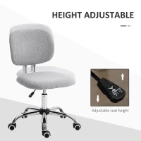 Vinsetto Cute Armless Office Chair, Teddy Fleece Fabric Computer Desk Chair, Vanity Task Chair with Adjustable Height, Swivel Wheels, Mid Back, Light Gray(m-4)