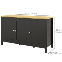 HOMCOM Sideboard, Buffet Cabinet with Doors and Adjustable Shelves for Living Room, Entryway, Black and Natural(m-3)